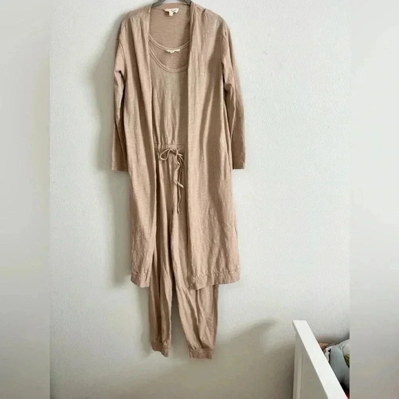 Tan Jumpsuit and Long Cardigan Set | size small - Picture 9 of 13